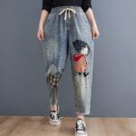 Pantalones harén de mezclilla para mujer