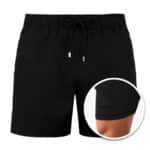 Stijlvolle zwarte zwembroek voor mannen met binnenvoering, elastische tailleband en trekkoord. Perfect voor strand en zwembad.